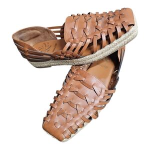 Sam & Libby Woven Espadrille Mule Sandals Brown Women’s Size 8 Boho